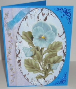 Blue Pansy Card Front(o) by Fran Turner