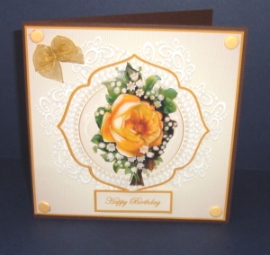 Vintage Yellow Rose Card Front with Topper and Decoupage by Fran Turner
