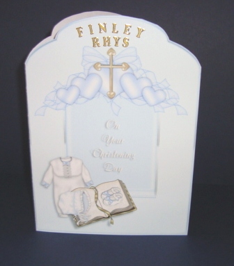 Boys Christening Scalloped Top Quick Card by Fran Turner