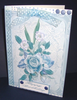 Blue Rose Posy on a Blue Background by Fran Turner