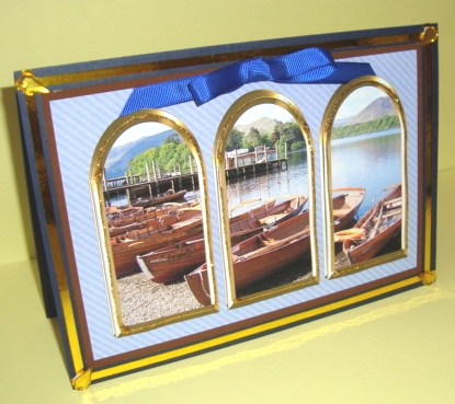 Three Arches Card - Lake District -blue Stripes by Fran Turner