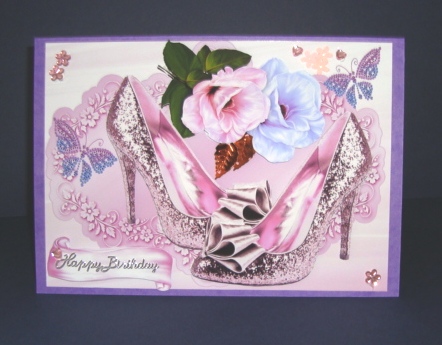 Pink Sparkle Shoes with Flowers and Butterflies by Fran Turner