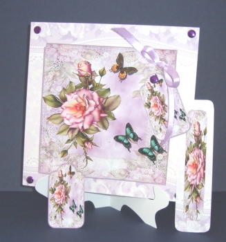 6x6 Rose and Butterflies by Fran Turner