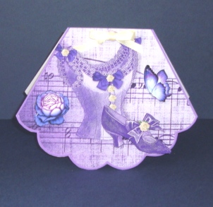 Vintage Ladies Purple Basque with Shoe Rocker Card by Fran Turner