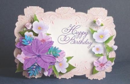 Pink Strip Card Mini Kit - Mixed Flowers Birthday by Fran Turner