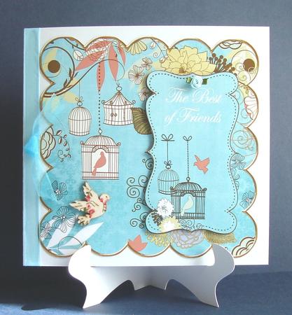 Teal Birdcage Best of Friends 8in Scallop Topper by Fran Turner