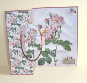 Rose No Hole Fold Back Card with Topper by Fran Turner