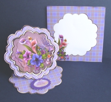 Lilies and Petunias 2 1n 1 Scalloped Easel Card Kit by Fran Turner