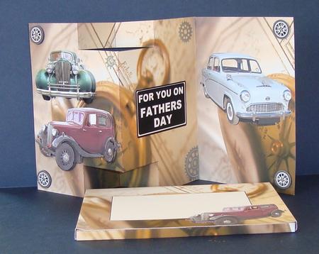 3 Panel Vintage Car Card by Fran Turner
