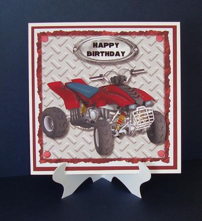 Red Quad Bike Quick Card - Dad, Son, Brother by Fran Turner