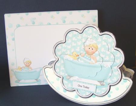 Baby Boy Bathtime Scalloped Rocker Card Kit by Fran Turner