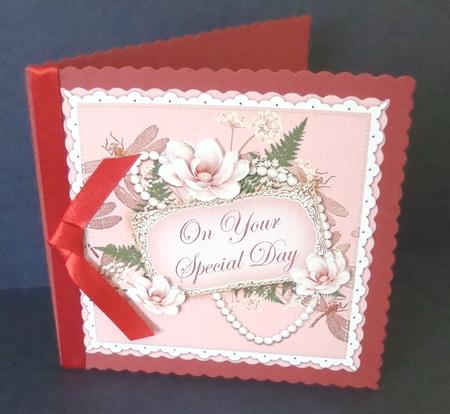 Pink Magnolia Special Day 8in Vintage Decoupage Topper by Fran Turner