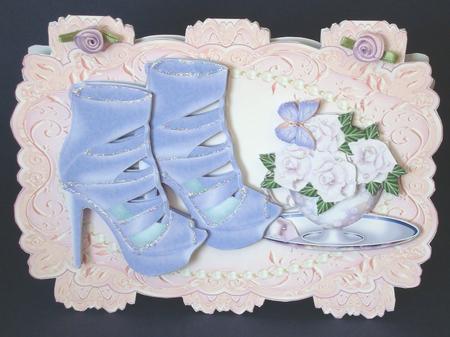 Pink Strip Card - Velvet Boots and Roses by Fran Turner