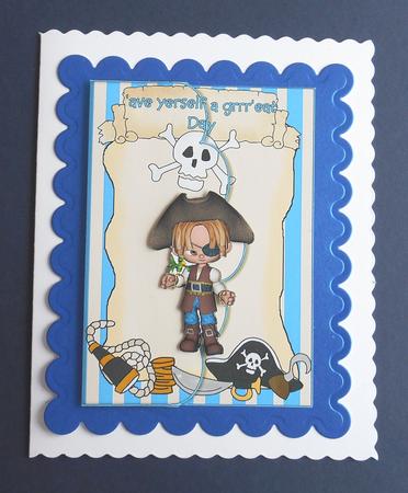 Cute Pirate Scalloped Edge Envelope Card by Fran Turner