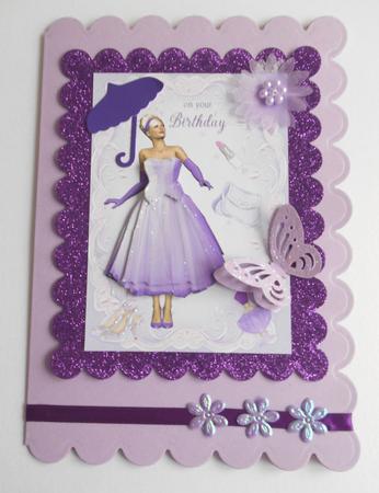 1950's Birthday Party Dress Card Front and Decoupage by Fran Turner
