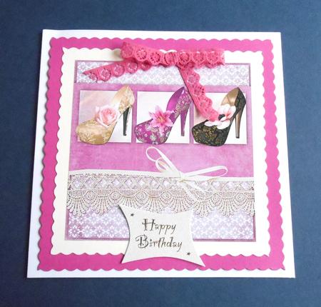Shoe Trio & Vintage Lace 8x8in Topper by Fran Turner