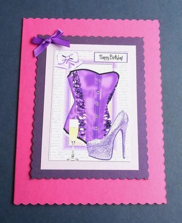 Beautiful Purple Corset with Shoe & Glass of Champagne by Fran Turner