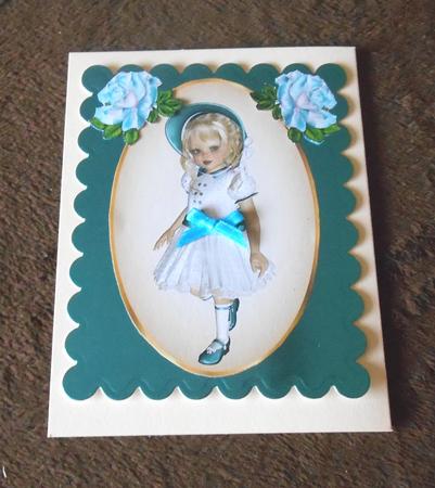 Sweet Girls, Toppers with Turq Roses by Fran Turner