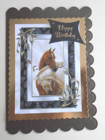 Beautiful Horses Heads Entwined in Silver/black Frame A4 by Fran Turner
