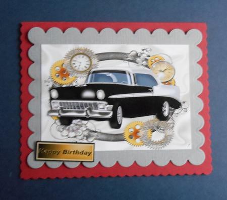 Black/white Vintage Car in Steampunk Frame by Fran Turner