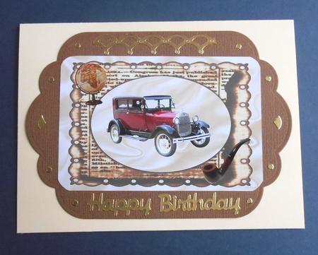 Vintage Car in Steampunk Frame with Pipe A4 by Fran Turner