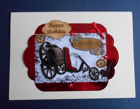 Steampunk Bike in Black Scroll Frame A5 by Fran Turner