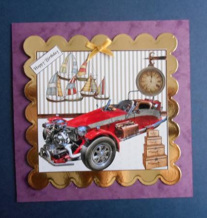 A Man's Fast Car Card Topper & Sentiment Tags by Fran Turner
