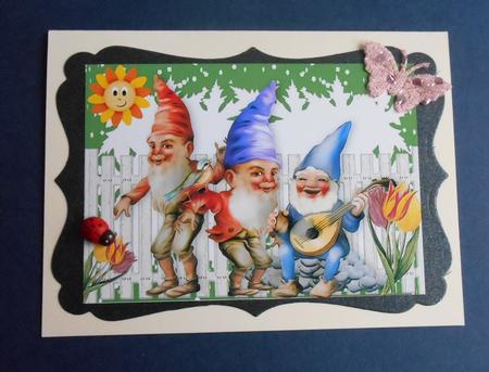 Trio of Gnomes Dancing in the Garden by Fran Turner