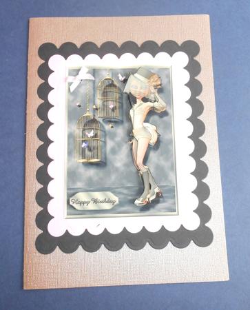 Steampunk Mavka with Butterflies Card Front with Decoupage by Fran Turner