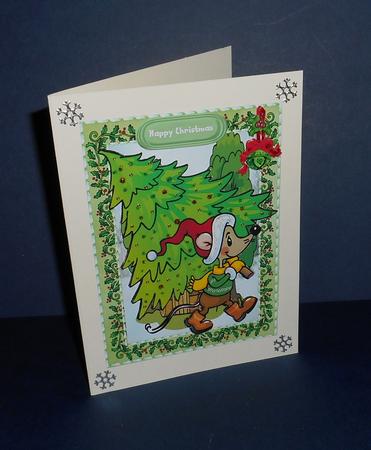 Lovely Christmas Mouse Bringing the Tree Home by Fran Turner