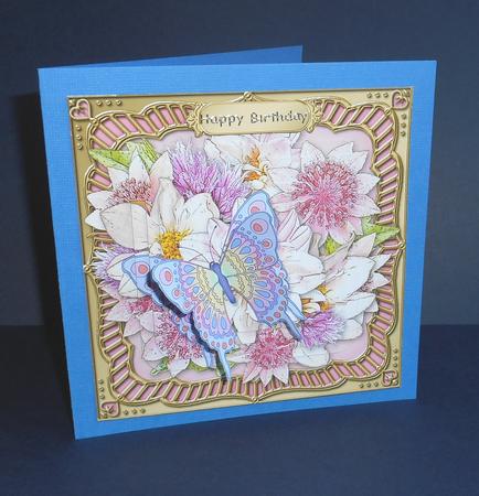 Flowers & Butterfly Round Edged Pyramage & Decoupage by Fran Turner