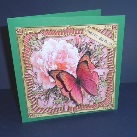Butterfly Rose Round Edged Pyramage & Decoupage by Fran Turner