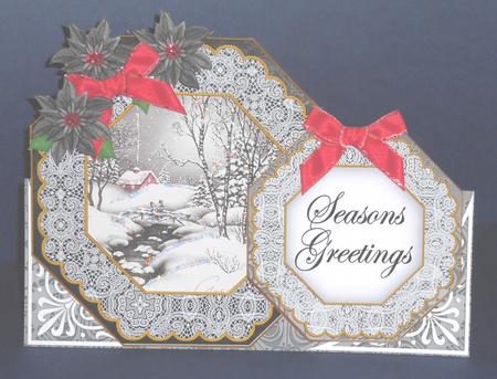Winter Walk Seasongreetings Double Octagon Card Envelope Kit by Fran Turner