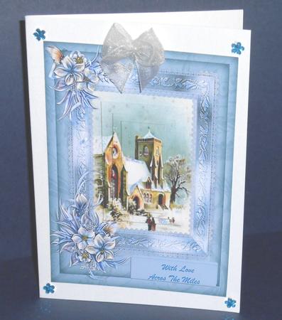 Lovely Winter Petals and Church Scene ( Pyramarge) by Fran Turner