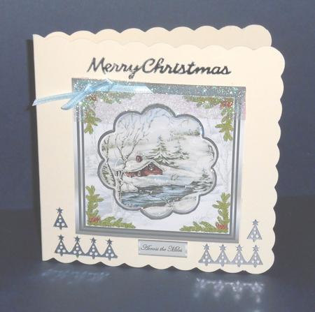 Log Cabin in the Snow Card with Petal Stacker by Fran Turner