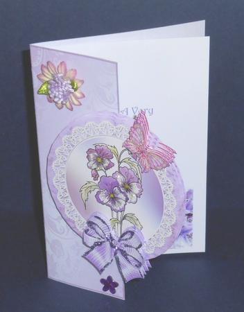 Pansy Over the Edge Circle Card Mini Kit with Decoupage by Fran Turner