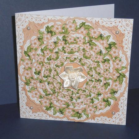 Peach Forgetmeknot Happy Birthday Doily Card Mini Kit by Fran Turner