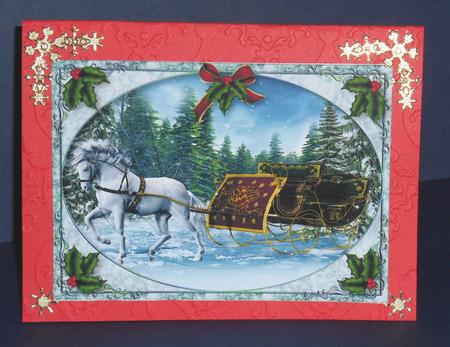 Gorgeous White Horse & Christmas Sleigh - Pyramid by Fran Turner