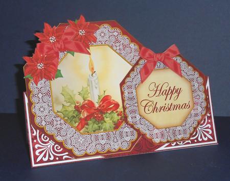 Single Candle Happy Christmas Double Octagon Card Kit by Fran Turner