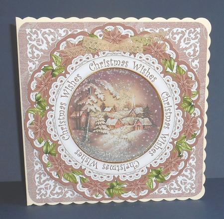 Snowy Village Christmas Wishes 8in Doily Shaker Cf Mini Kit by Fran Turner