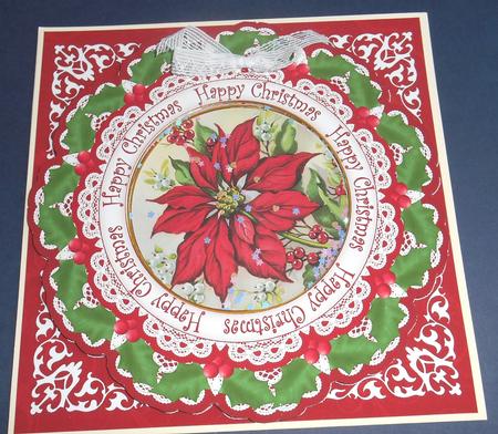 Red Poinsettia Happy Christmas 8in Doily Shaker Cf Mini Kit by Fran Turner