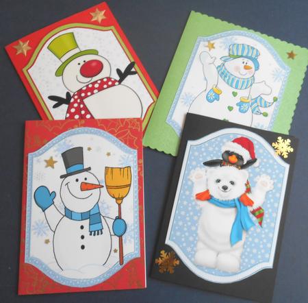 Four Christmas Snowman Theamed Shaped Toppers by Fran Turner