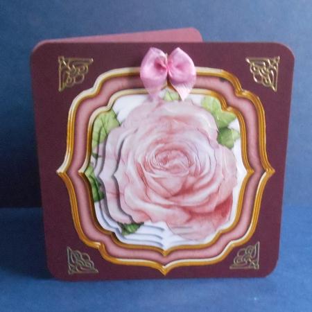 Double Curve Frame Pyramage Topper True Pink Rose by Fran Turner