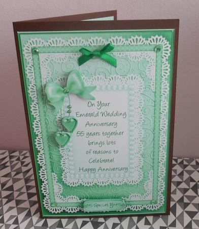 A5 Emerald Wedding Anniversary Quick Card with 3D Decoupage by Fran Turner