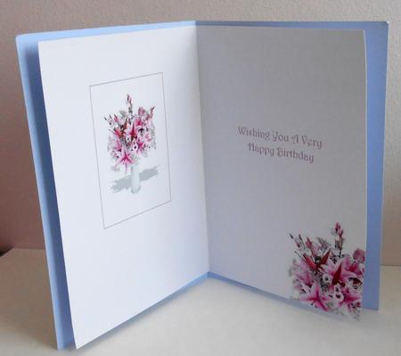 Pink Lilies Floral Vellum or Insert - Wishing You a Very Hap by Fran Turner