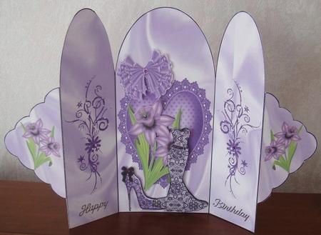 Purple Lace Dress, and Purple Daffodils, Trifold by Frances Spence