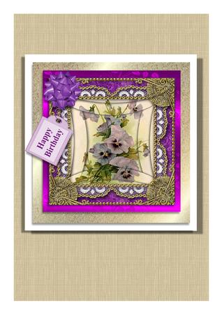 Purple Pansies Spiral Rounded Edge Stacker by Frances Dent