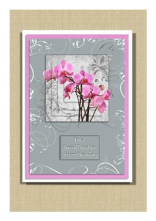 Pink Orchid on Grey Swirl Pyramid by Frances Dent