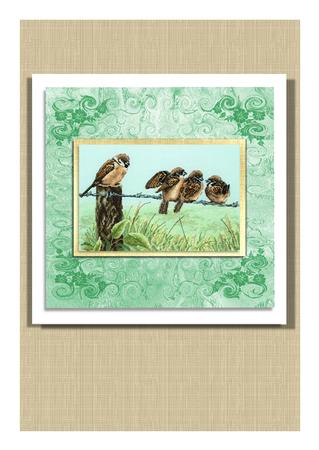 Floral Corners Backing Paper in Green by Frances Dent