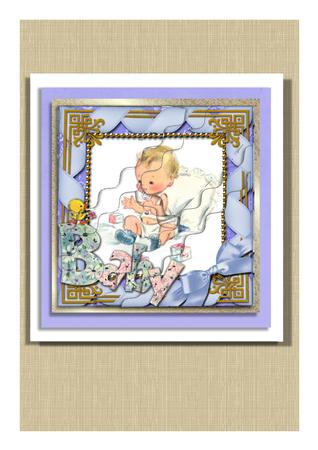 Baby Boy 5in Scallop Triangle Corner Stacker by Frances Dent